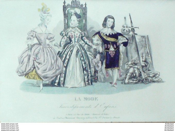 Gravure La mode 1838 #   6 (aquarelle old Fashion plate)