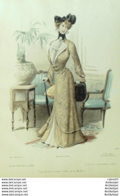 Gravure Mode Le Moniteur 1900 # 41 (Old Fashion plate)