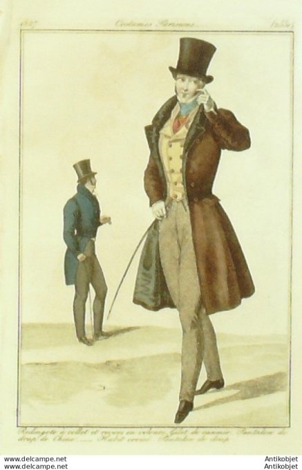 Costume Parisien 1827 # 2551 Redingote à collet homme revers