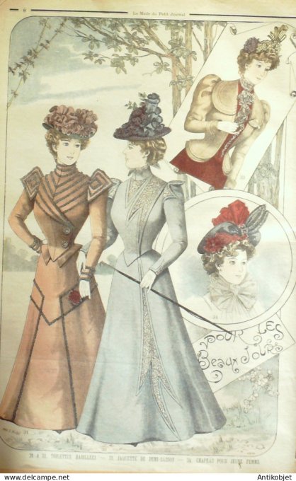 La Mode du Petit journal 1898 n° 15 Toilettes Costumes Passementerie