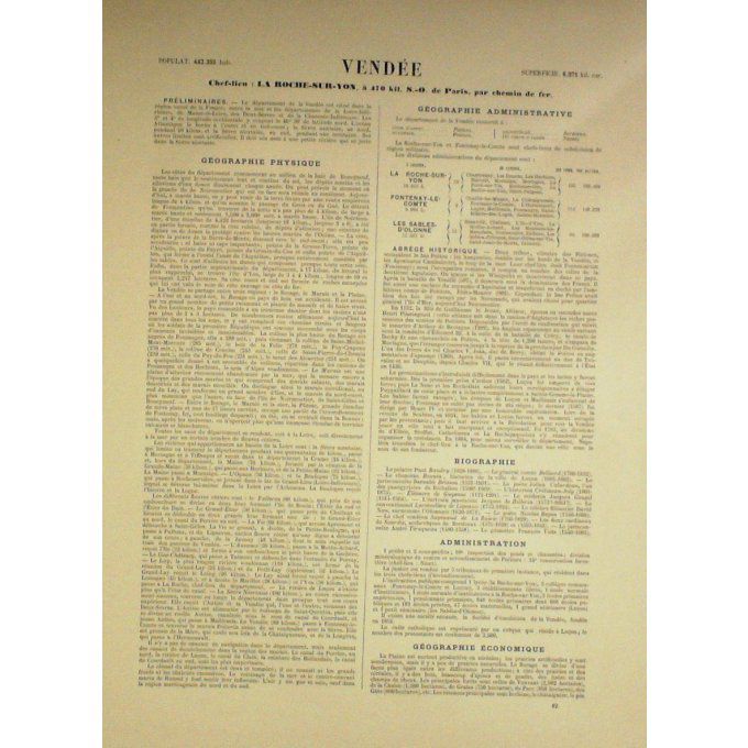 Carte VENDEE (85) LA ROCHE sur YON Graveur LECOQ WALTNER BARBIER 1868