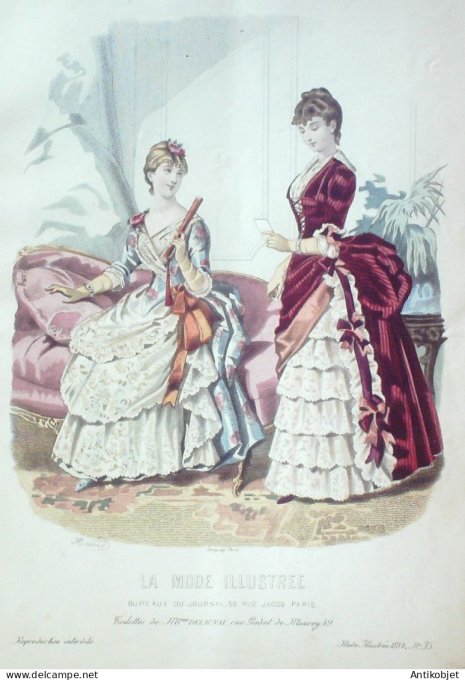 Gravure Mode illustree 1884 # 35 (Old Fashion plate)