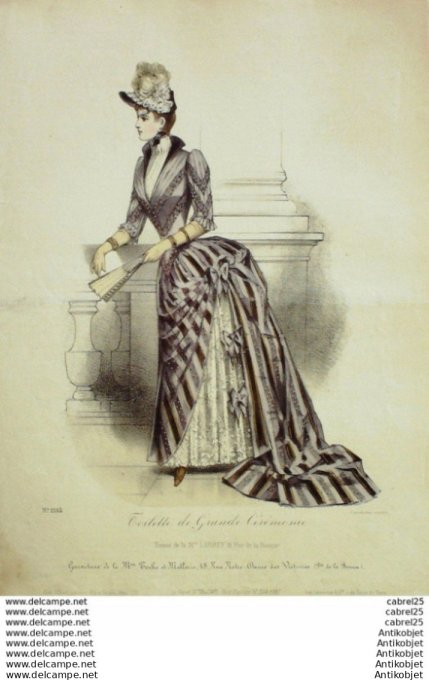 Gravure Mode Le Coquet 1887 # 34b (Old Fashion plate)