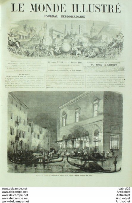 Le Monde illustré 1867 n°564 Italie Venise Monaco (98) Allemagne Bade Ulm Comores