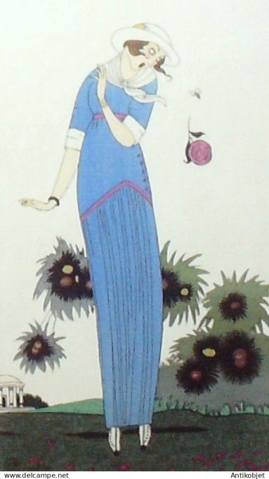 Gravure de mode Costume Parisien 1913 pl.099 MARTIN Charles Robe en crêpe