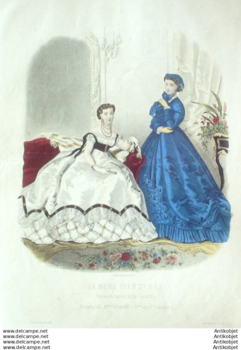 Gravure Mode illustree 1866 # 14 (Old Fashion plate)