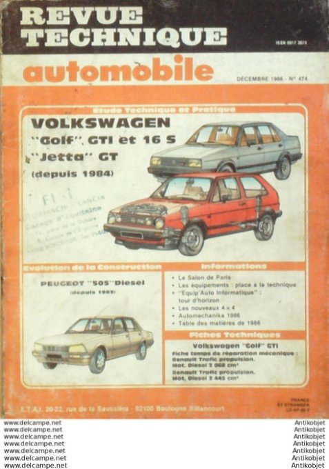 R.T Automobile Volkswagen Golf Jetta GT 1984 Peugeot 505D 1983   # 474