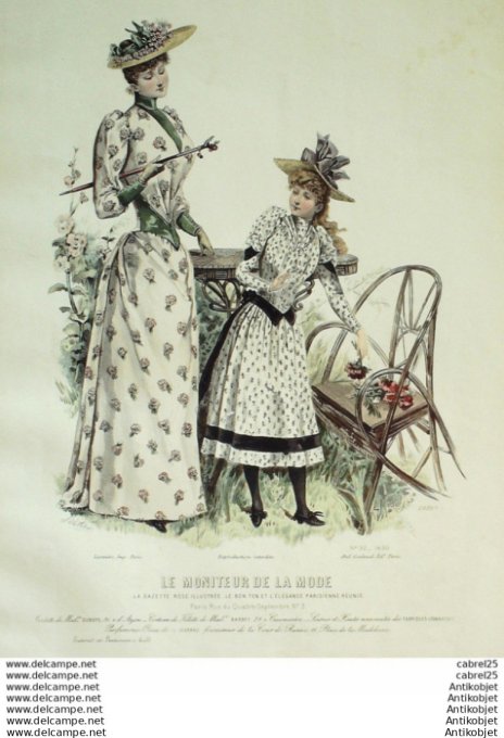 Gravure Mode Le Moniteur 1890 # 32 (Old Fashion plate)