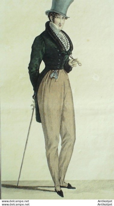 Gravure de mode Costume Parisien 1823 n°2160 Habit de drap homme