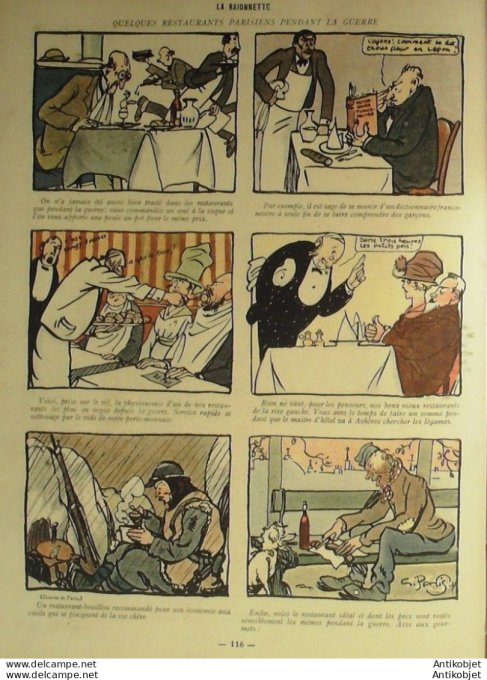 La Baionnette 1918 # 138 (Restaurants de guerre) Kern Gastyne Montassier Giles Ordner