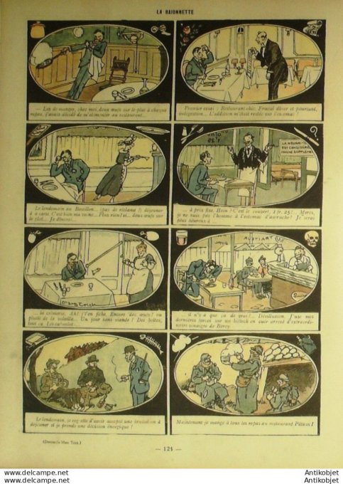 La Baionnette 1918 # 138 (Restaurants de guerre) Kern Gastyne Montassier Giles Ordner