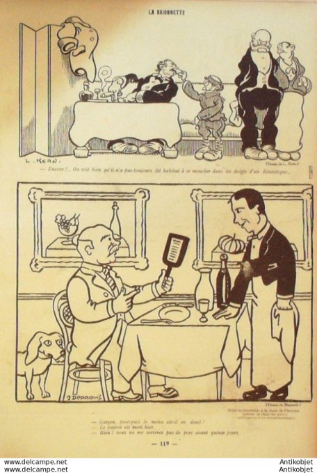 La Baionnette 1918 # 138 (Restaurants de guerre) Kern Gastyne Montassier Giles Ordner