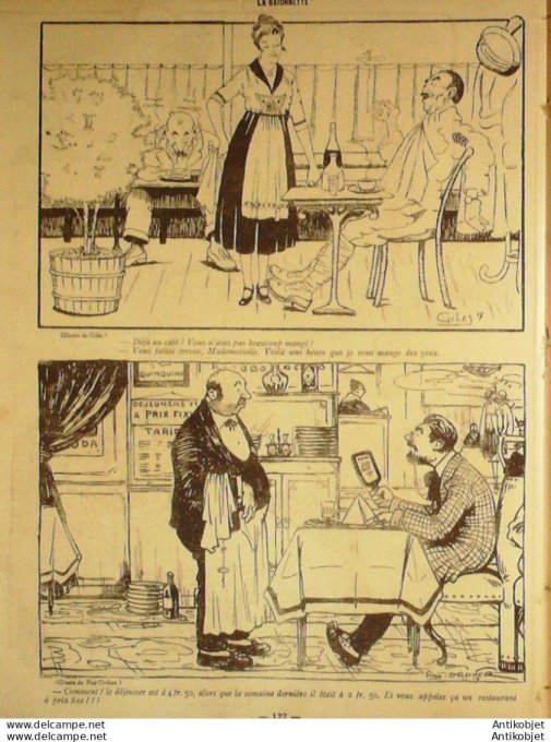 La Baionnette 1918 # 138 (Restaurants de guerre) Kern Gastyne Montassier Giles Ordner