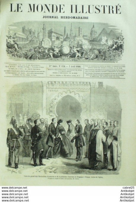 Le Monde illustré 1860 n°156 Chambery (73) Maroc Tétuan Mont Horèb Castillejos