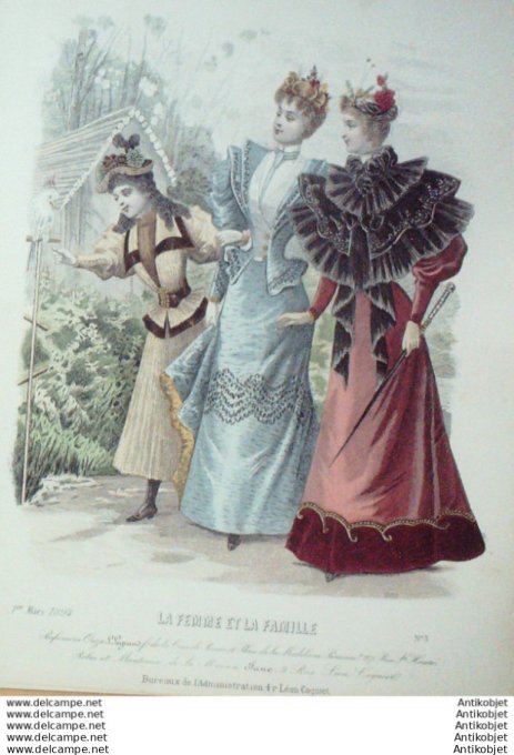 Gravure Mode La Femme & La Famille 1894 # 03 (Old Fashion plate)