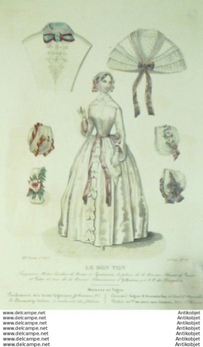 Gravure Mode Le Bon Ton 1846 13 # 37 (aquarelle old fashion plate)