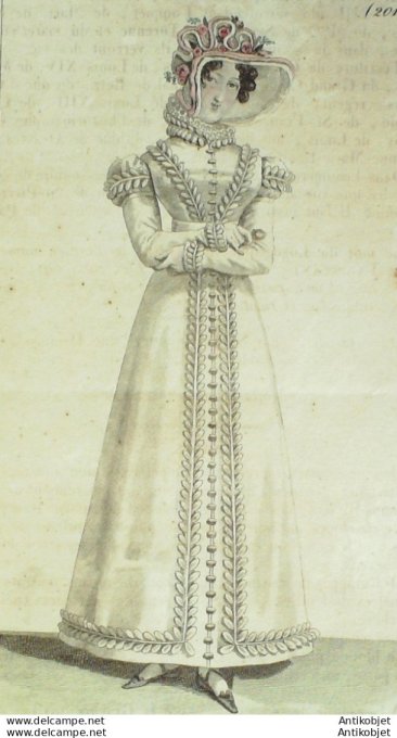 Costume Parisien 1821 # 2013 Redingote perkale et crevés