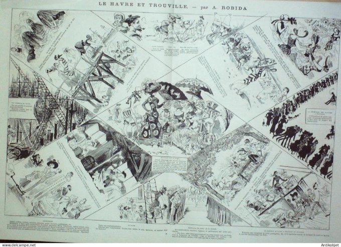 La Caricature 1882 #138 Le Havre & Trouville Robida Notaire Trock la Moisson Tinant