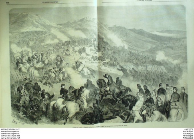 Le Monde illustré 1860 n°156 Chambery (73) Maroc Tétuan Mont Horèb Castillejos