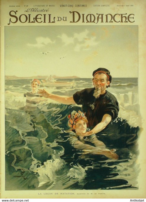 Soleil du Dimanche 1898 n°32 Parys natation GP hippique Deauville Carillonse
