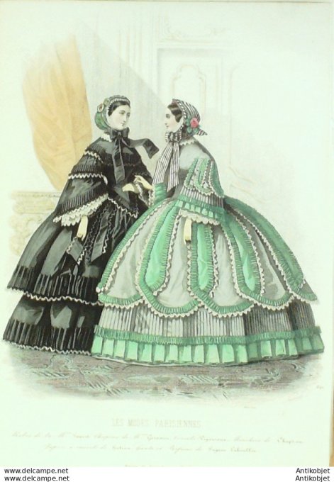 Gravure La mode illustrée 1861 n°15 (Maison AUBERT)