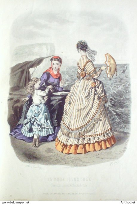 Gravure Mode illustree 1868 # 34 (Old Fashion plate)