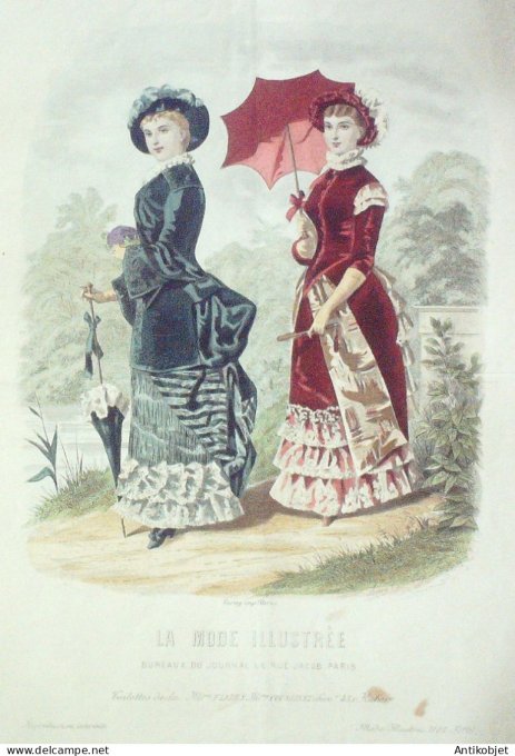 Gravure Mode illustree 1882 # 16 (Old Fashion plate)