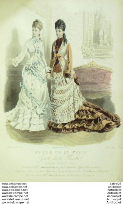 Gravure Mode La Gazette 1876 # 227 (Old Fashion plate)