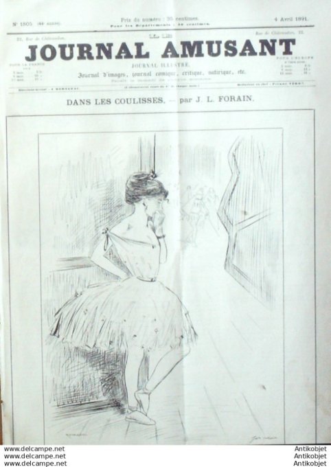 Le Journal Amusant 1891 # 1805 Theatre Paris port de mer par M Blum & Toche Pedagoguenardises par Ma
