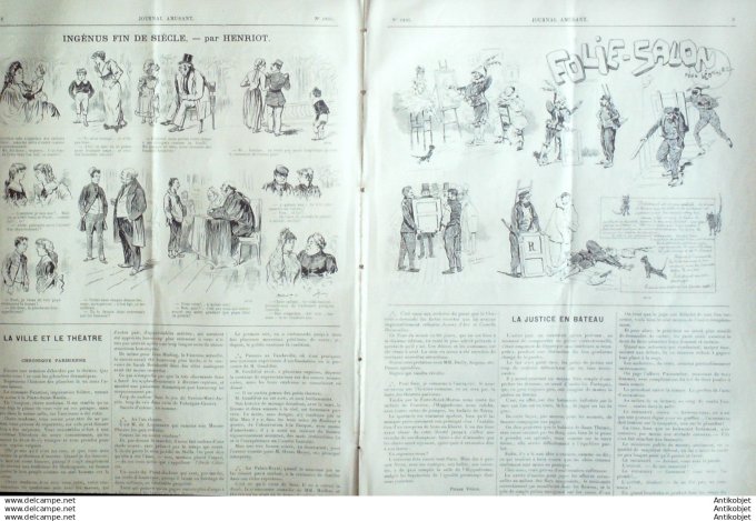 Le Journal Amusant 1891 # 1805 Theatre Paris port de mer par M Blum & Toche Pedagoguenardises par Ma