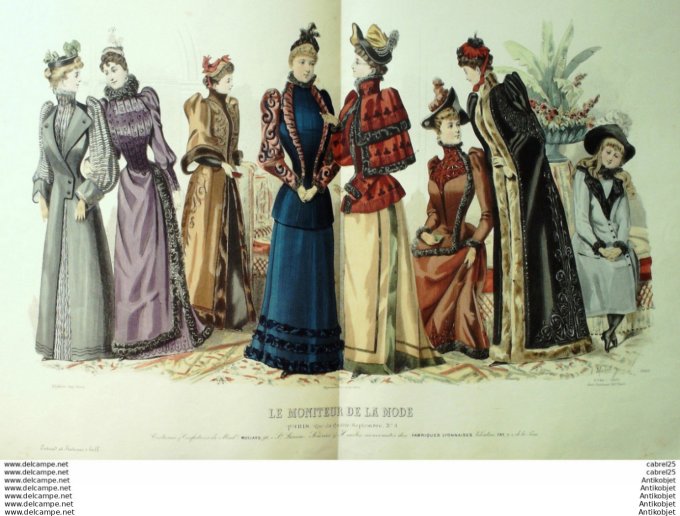 Gravure Mode Le Moniteur 1890 # 40 (Old Fashion plate)