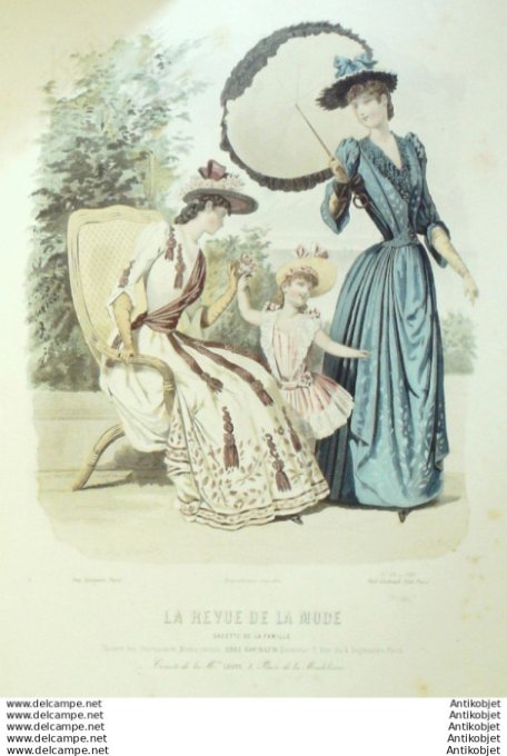 Gravure Mode La Gazette 1889 # 23 (Old Fashion plate)