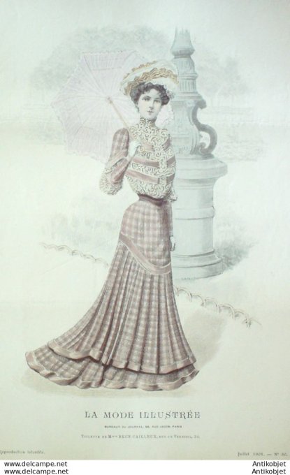 Gravure Mode illustree 1901 # 30 (Old Fashion plate) rare