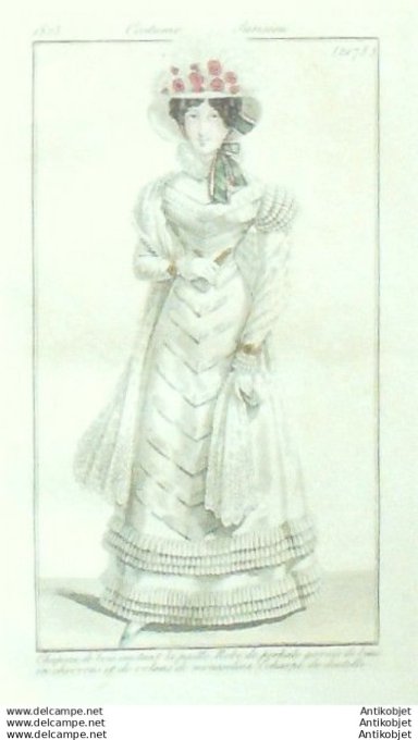 Gravure Mode Costume Parisien 1823 # 2178 (eau forte old Fashion plate