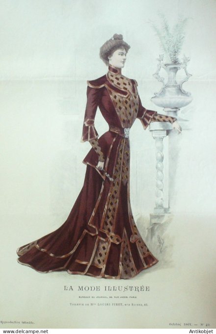 Gravure Mode illustree 1901 # 42 (Old Fashion plate) RARE