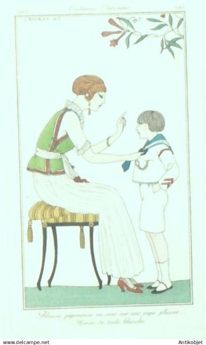 Gravure Costume Parisien 1913 #105 Barbier George (eau forte) Blouse Japonaise