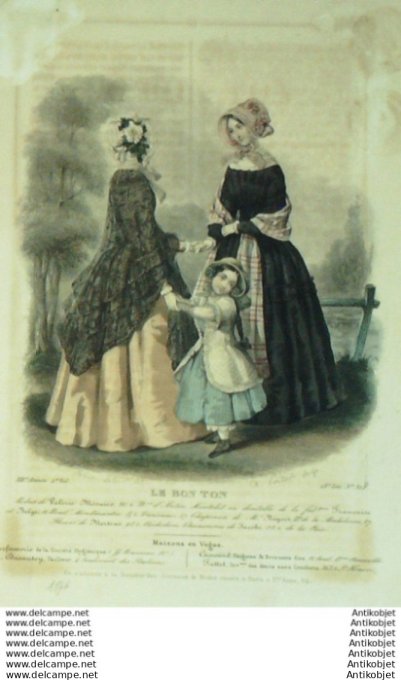 Gravure Mode Le Bon Ton 1846 13 # 31 (aquarelle old fashion plate)