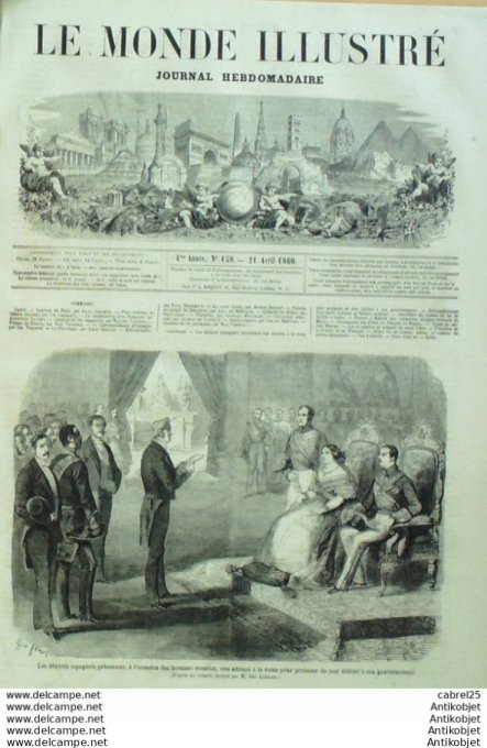 Le Monde illustré 1860 n°158 Espagne Seville Cadix Madrid Algérie Constantine Tamera Oued R'rir