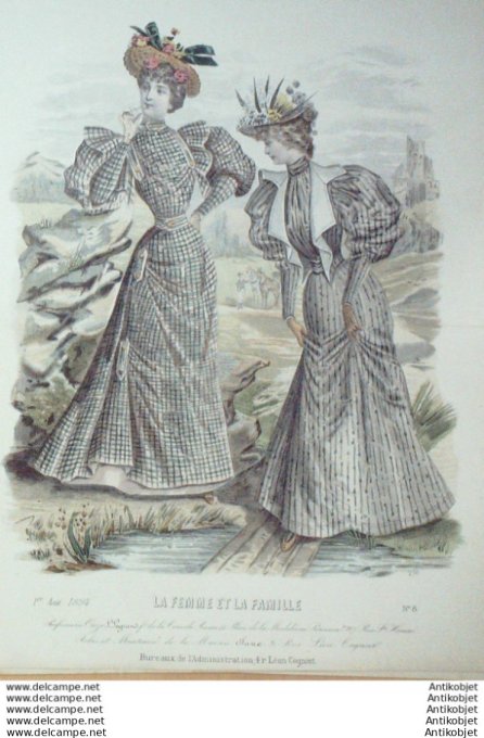 Gravure Mode La Femme & La Famille 1894 # 08 (Old Fashion plate)