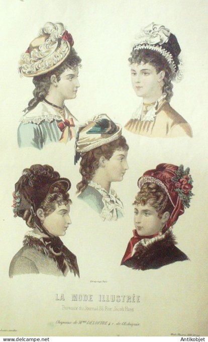 Gravure Mode illustree 1878 # 44 (Old Fashion plate)