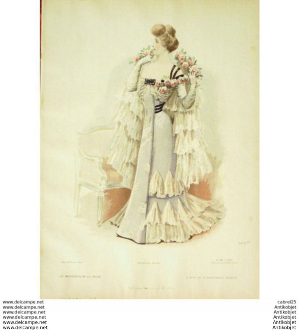 Gravure Mode Le Moniteur 1900 # 48 (Old Fashion plate)