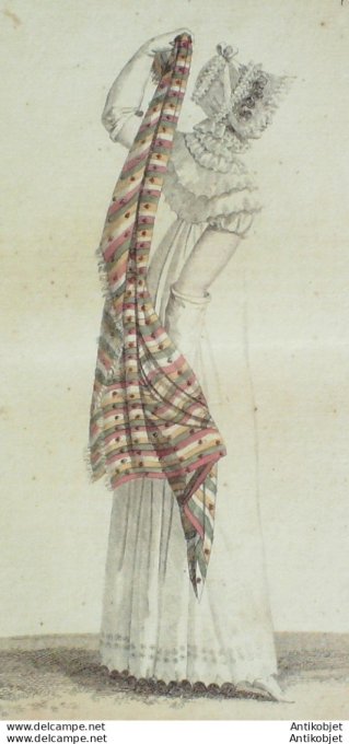 Gravure de mode Costume Parisien 1811 n°1162 Gaze Robe perkale