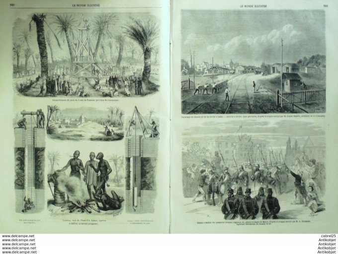 Le Monde illustré 1860 n°158 Espagne Seville Cadix Madrid Algérie Constantine Tamera Oued R'rir