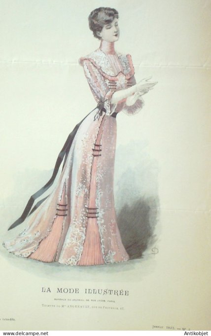 Gravure Mode illustree 1902 #  3 (Old Fashion plate) RARE