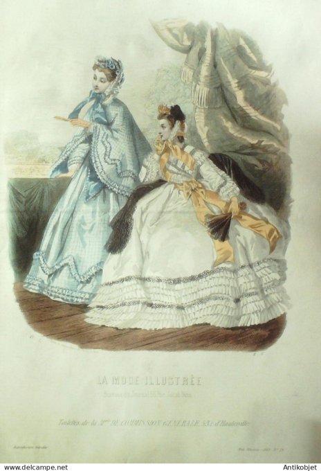 Gravure Mode illustree 1863 # 29 (Old Fashion plate)