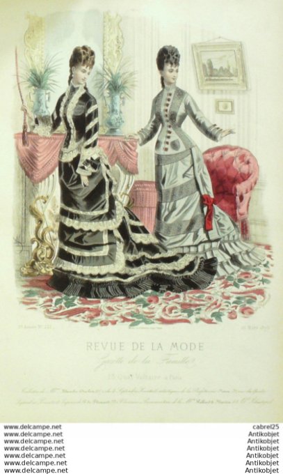 Gravure Mode La Gazette 1876 # 221 (Old Fashion plate)