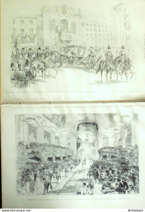 Le Monde illustré 1886 n°1523 Portugal Lisbonne Mariage DUc de Bragance et Princesse Amélie