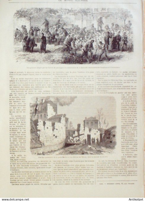 Le Monde illustré 1871 n°734 Paris guerre civile Fort Issy (92) Neuilly Montrouge (92) Bicêtre (94)