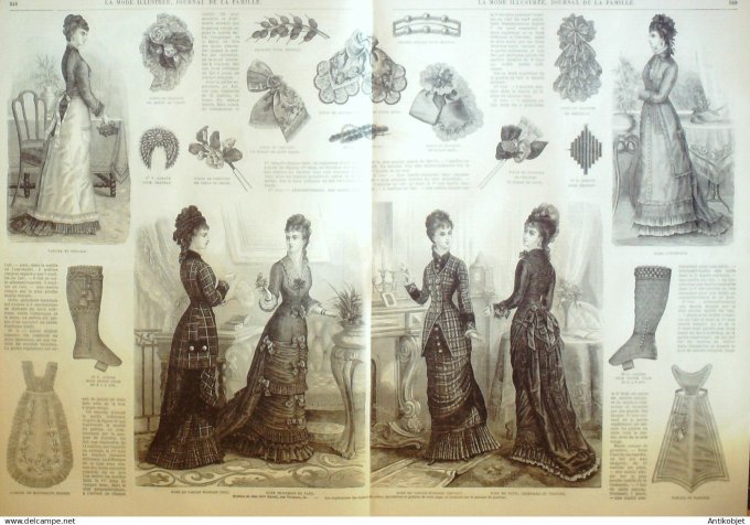 La Mode illustrée journal + gravure associée 1878 # 44