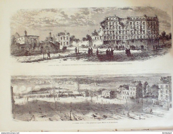 Le Monde illustré 1871 n°734 Paris guerre civile Fort Issy (92) Neuilly Montrouge (92) Bicêtre (94)